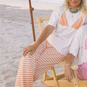 Fancy D Boutique Orange and White Striped Pants